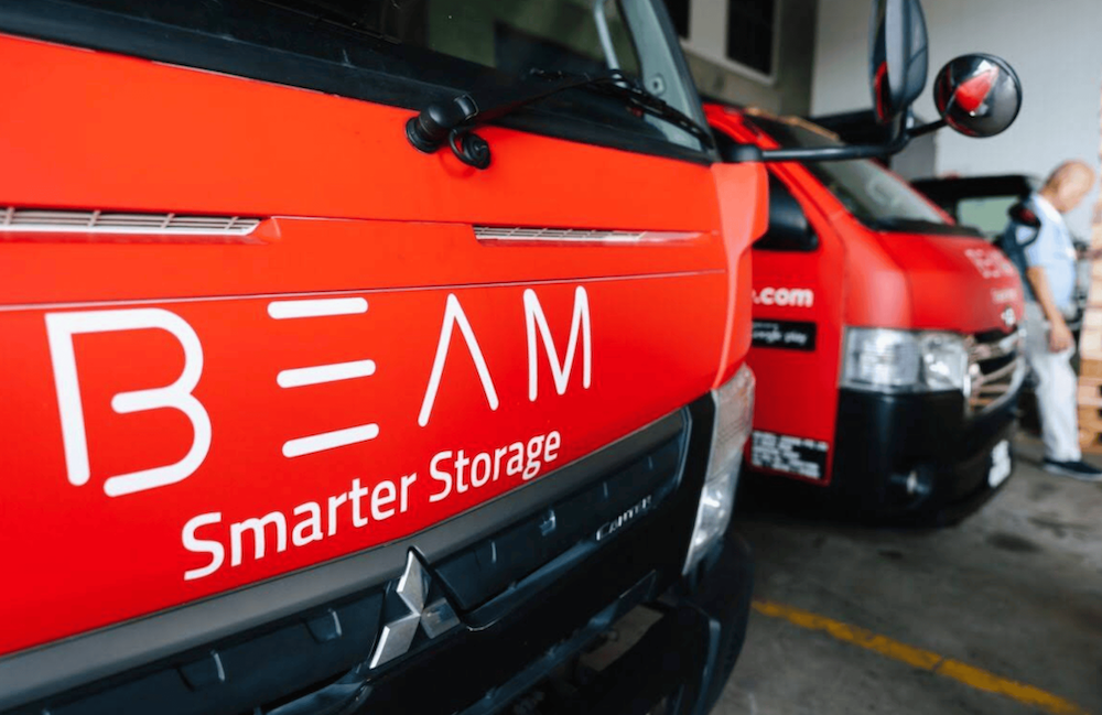 BEAM Space Ayer Rajah - BEAM Smarter Storage branded delivery trucks