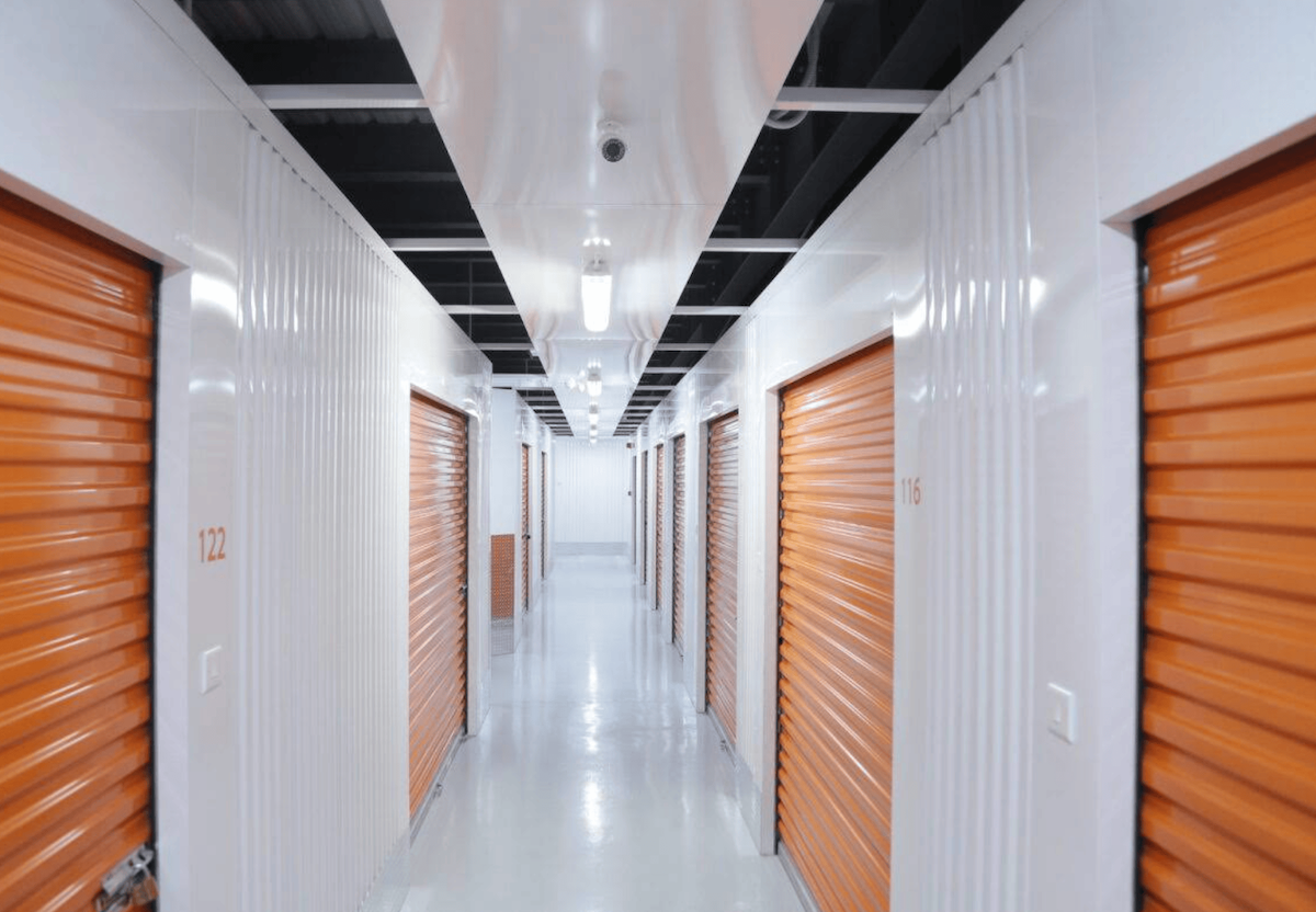 EasyStorage Hizam Road — clean interior corridor with orange storage doors